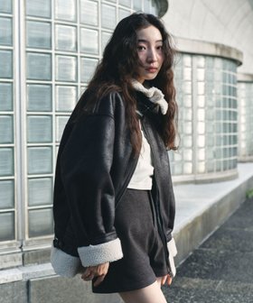 【ヘザー/Heather】のフライトボアムートンジャケット 人気、トレンドファッション・服の通販 founy(ファニー) ファッション Fashion レディースファッション WOMEN アウター Coat Outerwear ジャケット Jackets スタンド Stand 定番 Standard |ID:prp329100004215374