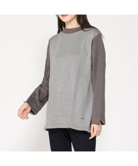 【クロコダイル/CROCODILE】のCROCODILE LADIES/チェック柄 切り替え チュニック 人気、トレンドファッション・服の通販 founy(ファニー) ファッション Fashion レディースファッション WOMEN トップス・カットソー Tops/Tshirt チェック Check チュニック Tunic エレガント 上品 Elegant 無地 Plain Color |ID:prp329100004215889