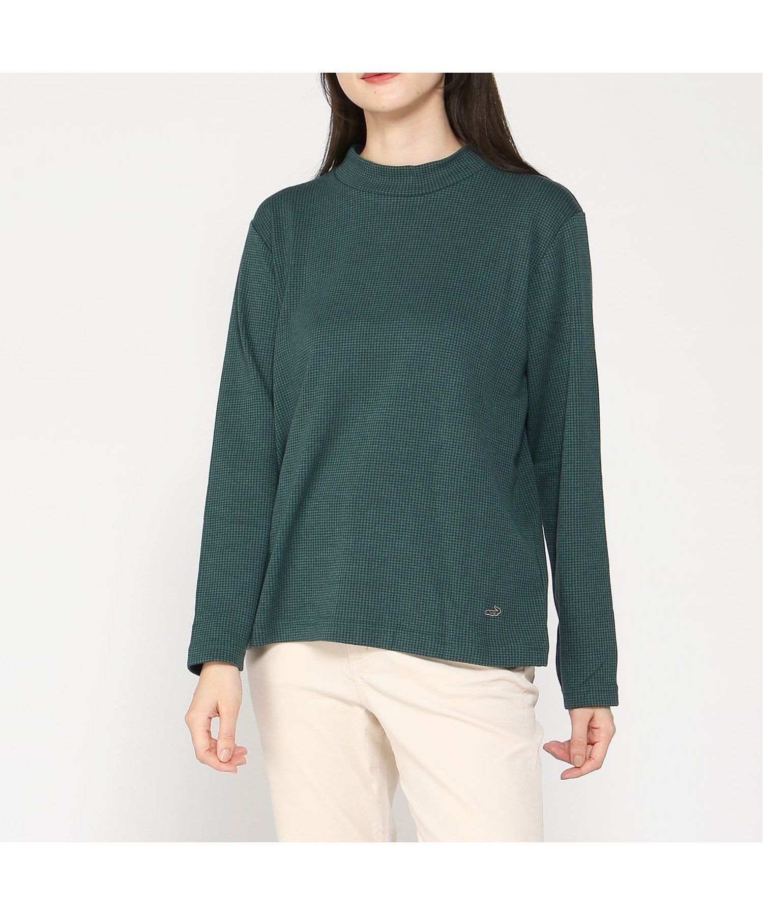 【クロコダイル/CROCODILE】のCROCODILE LADIES/千鳥柄ハイネックカットソー インテリア・キッズ・メンズ・レディースファッション・服の通販 founy(ファニー) 　ファッション　Fashion　レディースファッション　WOMEN　トップス・カットソー　Tops/Tshirt　カットソー　Cut and Sewn　カットソー　Cut And Sew　ジャカード　Jacquard　ネイビー|ID: prp329100004215902 ipo3291000000029404272