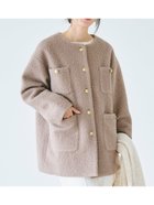 【コカ/COCA】のプードル金釦ノーカラーコート Dk.beige|ID:prp329100004219012