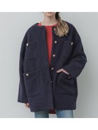 【コカ/COCA】のプードル金釦ノーカラーコート Navy|ID:prp329100004219012