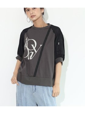 【ヴァン/Vin】のMA-1風ハーフスリーブカットソー 人気、トレンドファッション・服の通販 founy(ファニー) ファッション Fashion レディースファッション WOMEN アウター Coat Outerwear MA-1 MA-1 トップス・カットソー Tops/Tshirt カットソー Cut and Sewn おすすめ Recommend デニム Denim プリント Print ベーシック Basic ミリタリー Military 夏 Summer 定番 Standard |ID:prp329100004222109