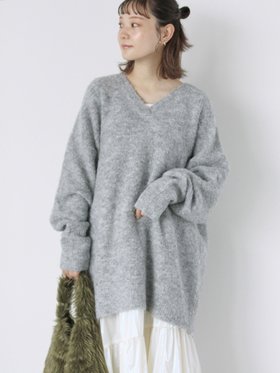 【エヘカソポ/ehka sopo】のメランジVネックニットワンピース 人気、トレンドファッション・服の通販 founy(ファニー) ファッション Fashion レディースファッション WOMEN ワンピース Dress ニットワンピース Knit Dresses おすすめ Recommend メランジ Melange |ID:prp329100004224700