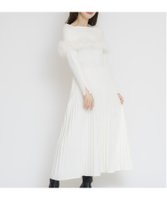 【ノエラ/Noela】のフェザートリムニットワンピ 人気、トレンドファッション・服の通販 founy(ファニー) ファッション Fashion レディースファッション WOMEN ワンピース Dress ニットワンピース Knit Dresses クリスマス X'mas Christmas Xmas フェザー Feather プリーツ Pleats ポケット Pocket |ID:prp329100004224748