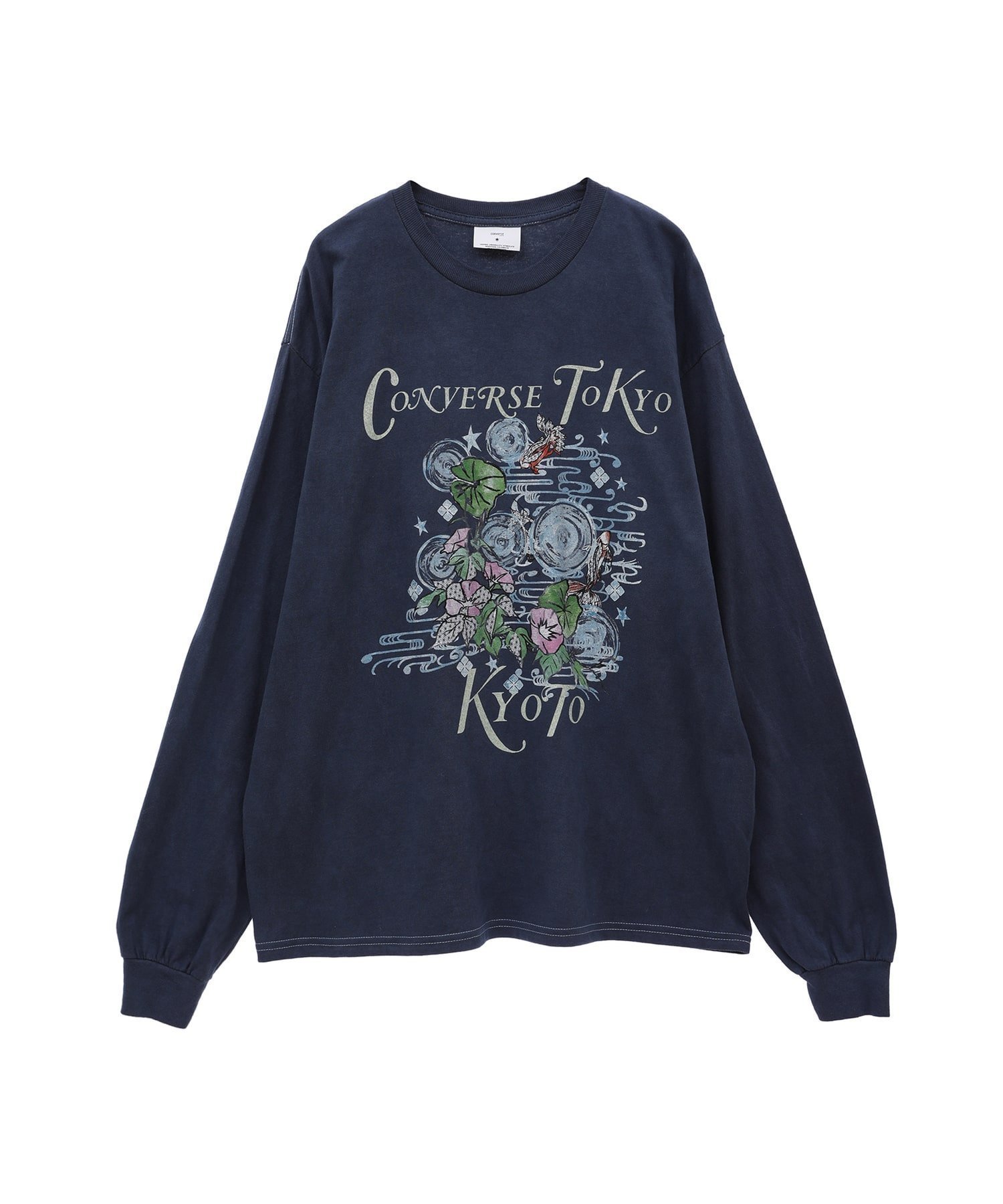 【コンバーストウキョウ/CONVERSE TOKYO】の【KYOTO LIMITED】MORNING GLORY LONG-SLEEVED TEE インテリア・キッズ・メンズ・レディースファッション・服の通販 founy(ファニー) 　ファッション　Fashion　レディースファッション　WOMEN　トップス・カットソー　Tops/Tshirt　グラフィック　Graphic　モチーフ　Motif　ブルー|ID: prp329100004227223 ipo3291000000029349560