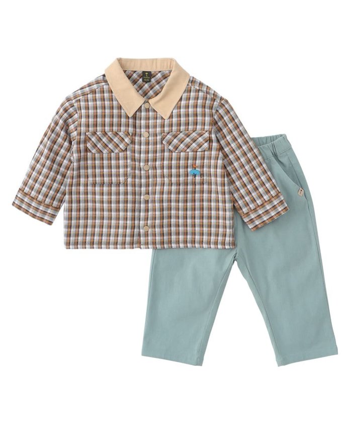 【モイモルン/moimoln / KIDS】の【セットアップ】チェックシャツ パンツ インテリア・キッズ・メンズ・レディースファッション・服の通販 founy(ファニー) https://founy.com/ ファッション Fashion キッズファッション KIDS ボトムス Bottoms/Kids セットアップ Set Up チェック Check 人気 Popularity 秋 Autumn/Fall |ID: prp329100004228939 ipo3291000000029485320