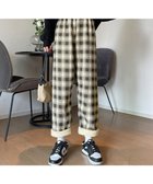 【ミニミニストア/miniministore】の裏起毛チェック柄パンツ 裏ボアパンツ防寒 ブラウン|ID: prp329100004229121 ipo3291000000029533870