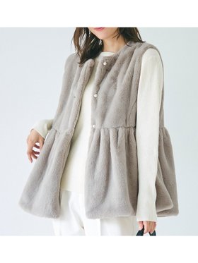 【コカ/COCA】のファーペプラムベスト 人気、トレンドファッション・服の通販 founy(ファニー) ファッション Fashion レディースファッション WOMEN アウター Coat Outerwear トップス・カットソー Tops/Tshirt ベスト/ジレ Gilets/Vests フェイクファー Faux Fur ポケット Pocket |ID:prp329100004230031