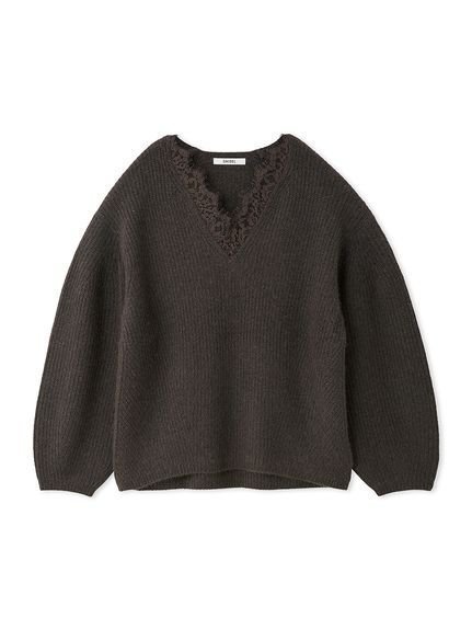 【スナイデル/SNIDEL】のラクーン衿レースプルオーバー インテリア・キッズ・メンズ・レディースファッション・服の通販 founy(ファニー) 　ファッション　Fashion　レディースファッション　WOMEN　トップス・カットソー　Tops/Tshirt　プルオーバー　Pullover　おすすめ　Recommend　ウェーブ　Wave　ストレート　Straight　リラックス　Relax　ルーズ　Loose　レース　Race　ワンショル　One Shoulder　人気　Popularity　定番　Standard　GRY[006]|ID: prp329100004231602 ipo3291000000029324880