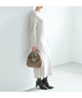 【アンデミュウ/Andemiu】のソデレースニットワンピース 人気、トレンドファッション・服の通販 founy(ファニー) ファッション Fashion レディースファッション WOMEN ワンピース Dress ニットワンピース Knit Dresses おすすめ Recommend シフォン Chiffon ドッキング Docking レース Race エレガント 上品 Elegant 冬 Winter |ID:prp329100004231688