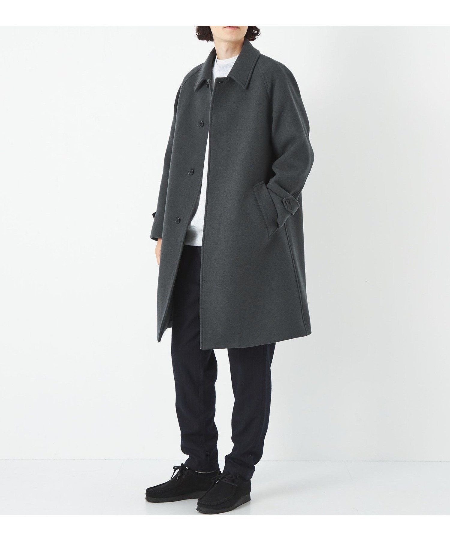 【その他のブランド/Other】のSENTDALE WOOL ステンカラーコート インテリア・キッズ・メンズ・レディースファッション・服の通販 founy(ファニー) 　ファッション　Fashion　メンズファッション　MEN　おすすめ　Recommend　スウェット　Sweat　スリーブ　Sleeve　フロント　Front　メルトン　Melton　DK.GRAY|ID: prp329100004232543 ipo3291000000029415420