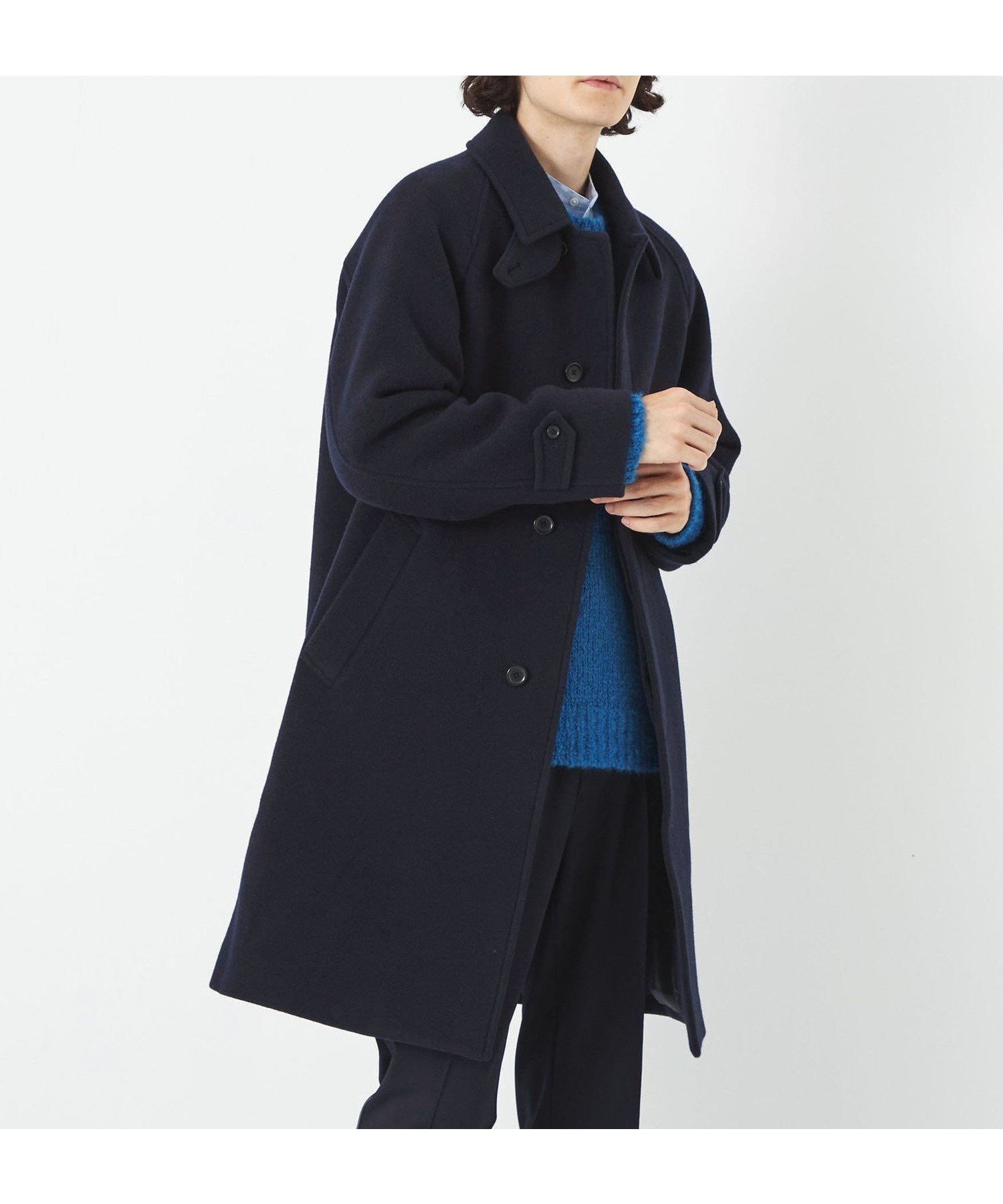 【その他のブランド/Other】のSENTDALE WOOL ステンカラーコート インテリア・キッズ・メンズ・レディースファッション・服の通販 founy(ファニー) 　ファッション　Fashion　メンズファッション　MEN　おすすめ　Recommend　スウェット　Sweat　スリーブ　Sleeve　フロント　Front　メルトン　Melton　NAVY|ID: prp329100004232543 ipo3291000000029415421