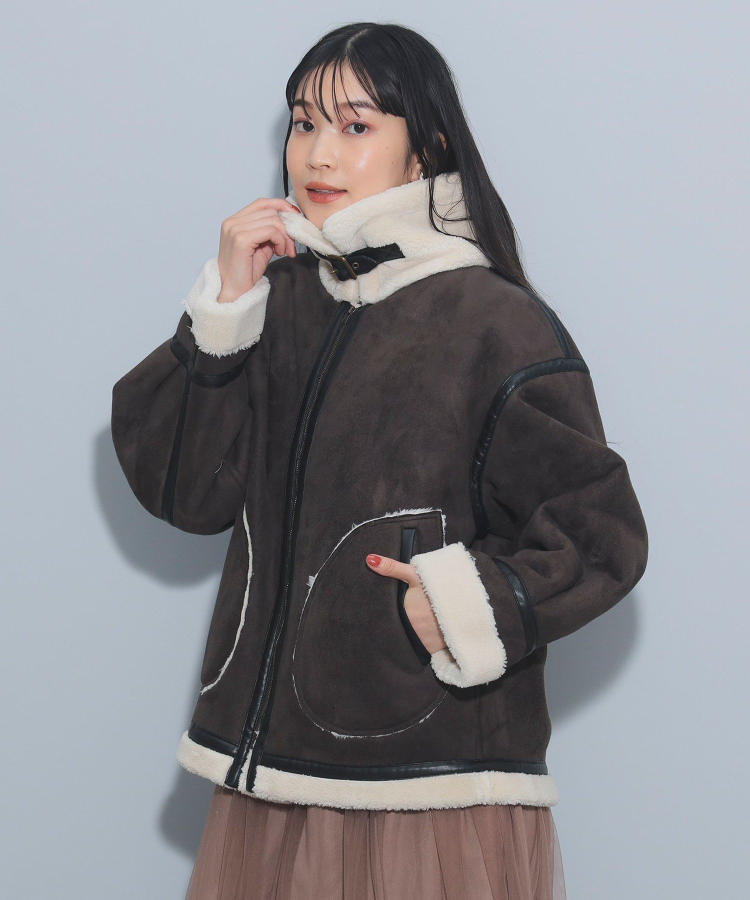 【ビームス ハート/BEAMS HEART】のフェイク ムートン フライト ジャケット 人気、トレンドファッション・服の通販 founy(ファニー) 　ファッション　Fashion　レディースファッション　WOMEN　アウター　Coat Outerwear　ジャケット　Jackets　インナー　Inner　ウェーブ　Wave　シンプル　Simple　ジャケット　Jacket　デニム　Denim　トレンド　Trend　パイピング　Piping　フェイク　Fake　フェミニン　Feminine　ムートン　Mouton　リアル　Real　おすすめ　Recommend　 other-1|ID: prp329100004232698 ipo3291000000029451351