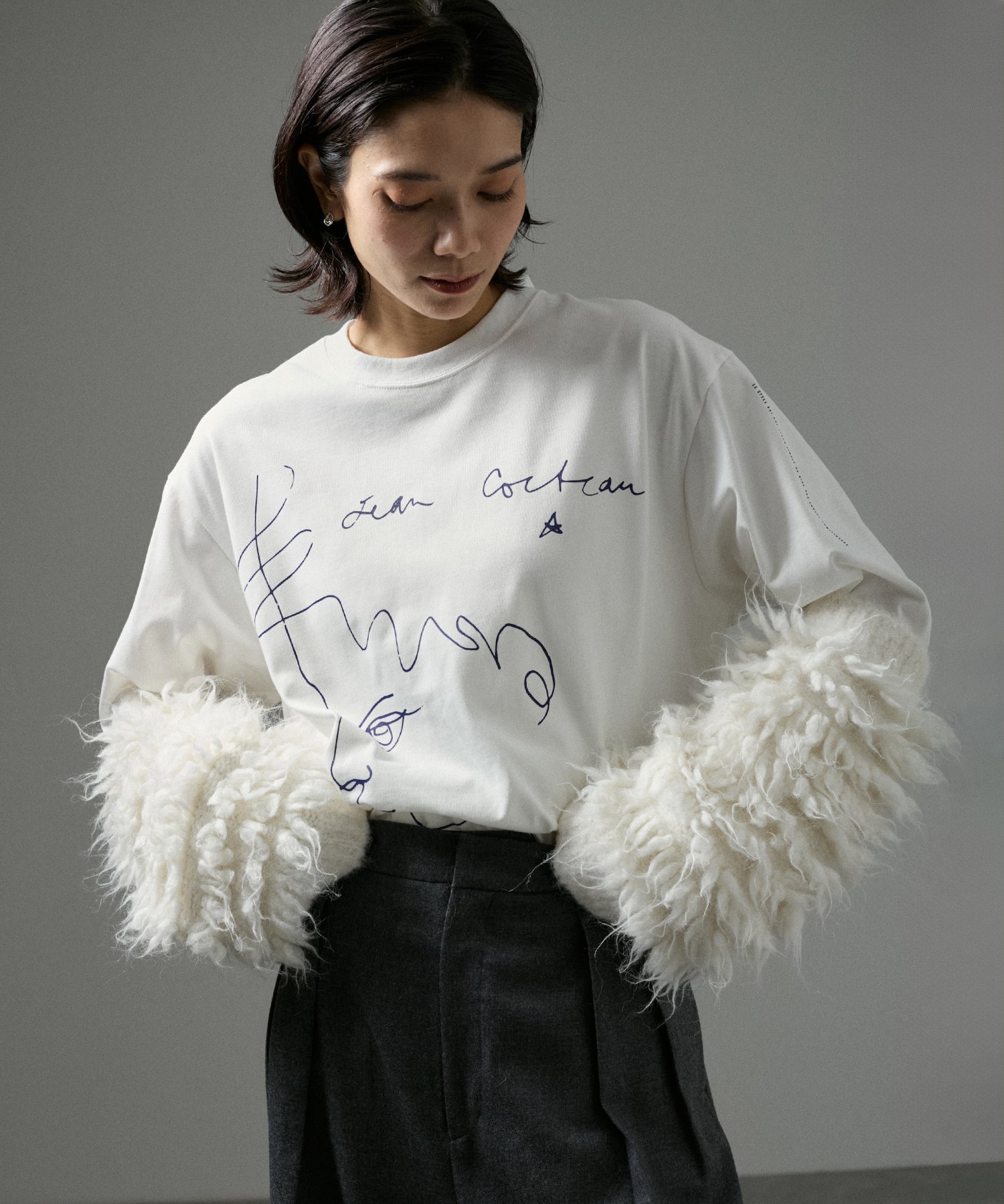 【サロン アダム エ ロペ/SALON adam et rope'】のJean CocteauプリントL/S TEE 人気、トレンドファッション・服の通販 founy(ファニー) 　ファッション　Fashion　レディースファッション　WOMEN　インナー　Inner　カーディガン　Cardigan　スリーブ　Sleeve　フランス　France　フロント　Front　プリント　Print　ポケット　Pocket　リラックス　Relax　ロング　Long　 other-1|ID: prp329100004235218 ipo3291000000029353823