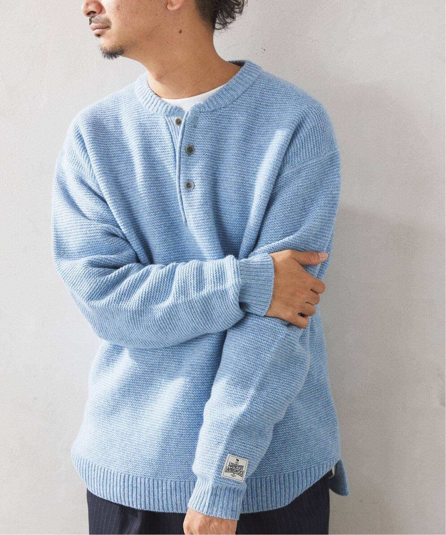 【ジャーナルスタンダード レリューム/JOURNAL STANDARD relume / MEN】のHAMILTON WOOL ガーター ヘンリーネックニット インテリア・キッズ・メンズ・レディースファッション・服の通販 founy(ファニー) 　ファッション　Fashion　メンズファッション　MEN　ショルダー　Shoulder　スウェット　Sweat　スペシャル　Special　トレンド　Trend　ドロップ　Drop　定番　Standard　ビッグ　Big　ベーシック　Basic　ボックス　Box　おすすめ　Recommend　ブルー B|ID: prp329100004236461 ipo3291000000029510696