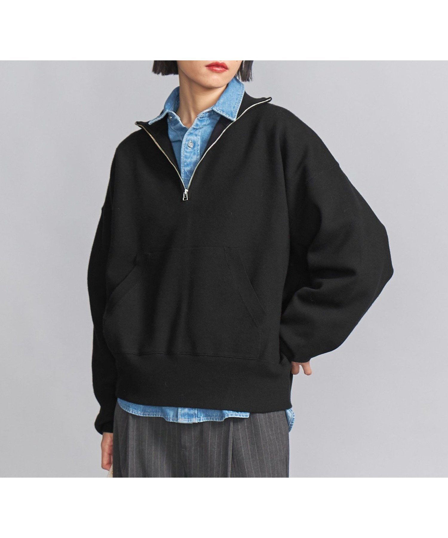 【ビューティ&ユース ユナイテッドアローズ/BEAUTY&YOUTH / UNITED ARROWS】の【WEB限定】スポンディッシュニット ハーフジッププルオーバー -ウォッシャブル- インテリア・キッズ・メンズ・レディースファッション・服の通販 founy(ファニー) 　ファッション　Fashion　レディースファッション　WOMEN　トップス・カットソー　Tops/Tshirt　ニット　Knit Tops　プルオーバー　Pullover　ウォッシャブル　Washable　今季　This Season　スウェット　Sweat　デニム　Denim　トレンド　Trend　定番　Standard　人気　Popularity　フォルム　Form　ベロア　Velor　ボトム　Bottom　冬　Winter　おすすめ　Recommend　BLACK|ID: prp329100004238821 ipo3291000000029389905