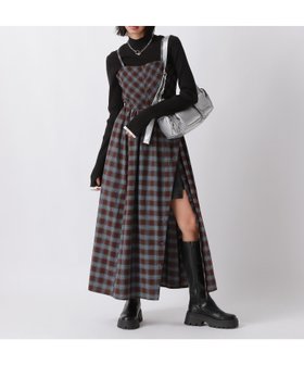 【ページボーイ/PAGEBOY】のチェックスリットワンピース 人気、トレンドファッション・服の通販 founy(ファニー) ファッション Fashion レディースファッション WOMEN ワンピース Dress カッティング Cutting シャーリング Shirring スリット Slit チェック Check ロング Long 秋 Autumn/Fall |ID:prp329100004239026