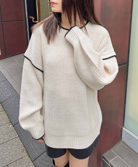 【イング/INGNI】 5G畦バイカラーステッチニット人気、トレンドファッション・服の通販 founy(ファニー) ファッション Fashion レディースファッション WOMEN トップス・カットソー Tops/Tshirt ニット Knit Tops ショート Short スラックス Slacks デニム Denim ベーシック Basic ワイド Wide 無地 Plain Color 畦 Ridge |ID:prp329100004239985