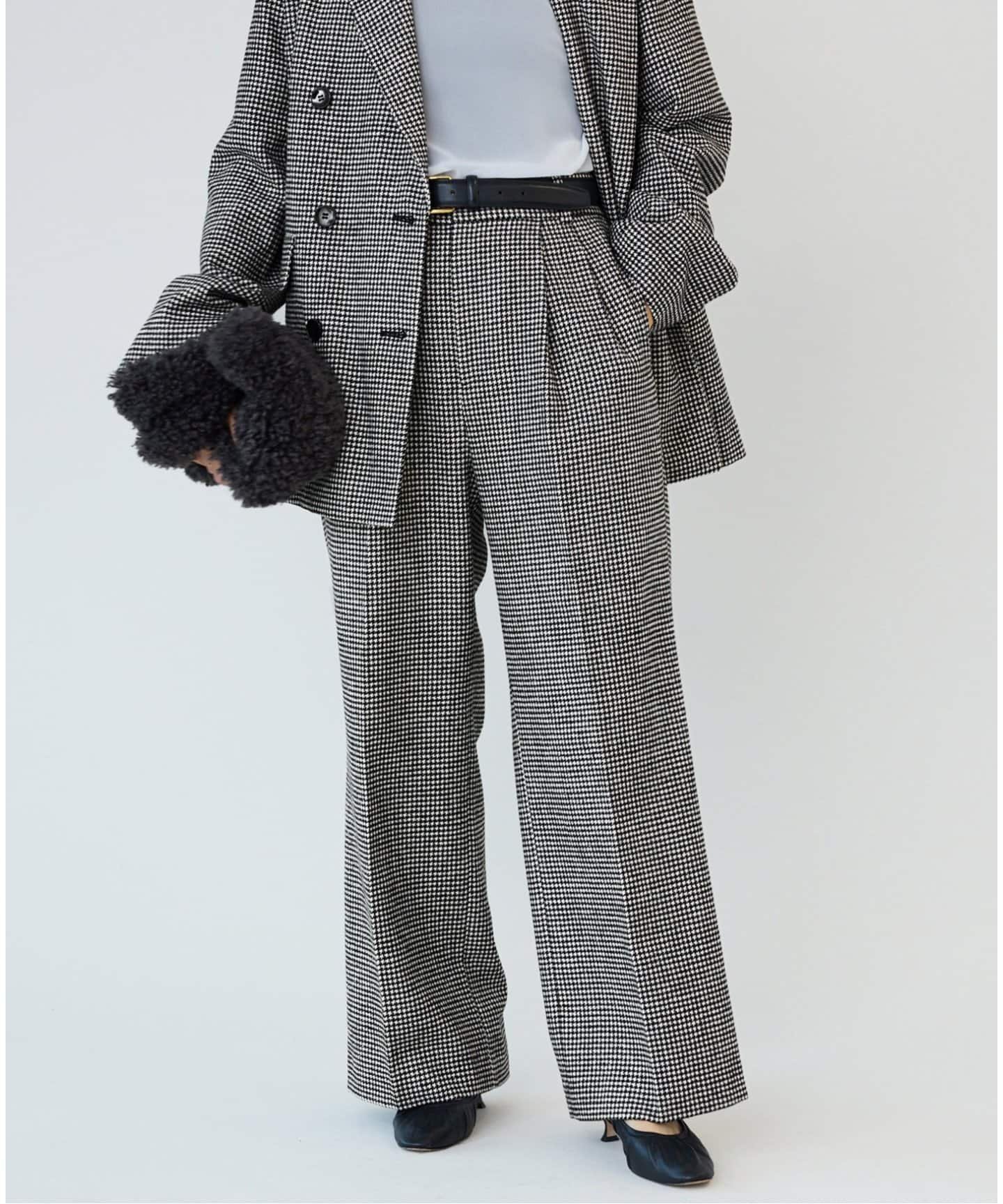 【イエナ/IENA】の千鳥2タックパンツ 人気、トレンドファッション・服の通販 founy(ファニー) 　ファッション　Fashion　レディースファッション　WOMEN　パンツ　Pants　2024年　2024　2024-2025秋冬・A/W　Aw/Autumn/Winter/Fw/Fall/2024-2025　ウォーム　Worm　ジャケット　Jacket　スラックス　Slacks　セットアップ　Set Up　チェック　Check　ワイド　Wide　冬　Winter　 other-1|ID: prp329100004241960 ipo3291000000029423500