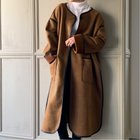 【ジュノア/JUNOAH】のムートンパイピングノーカラーコート ブラウン|ID: prp329100004242810 ipo3291000000029627954