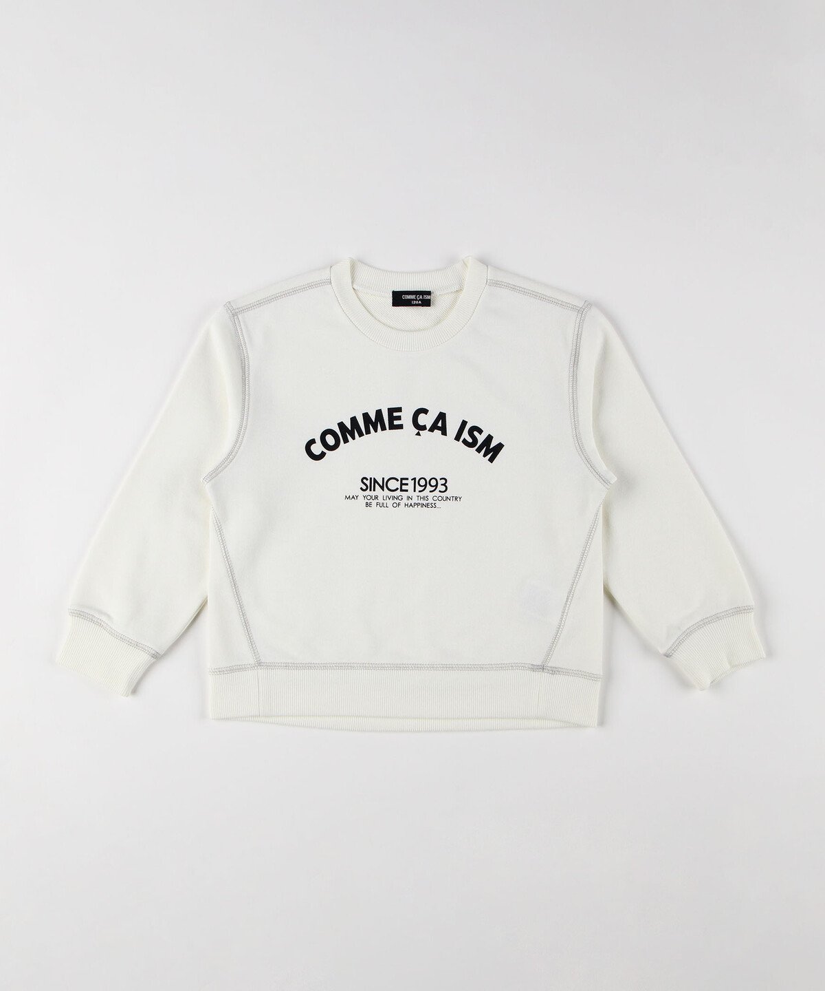 【コムサイズム/COMME CA ISM / KIDS】の3本針ステッチ ベーシックロゴトレーナー インテリア・キッズ・メンズ・レディースファッション・服の通販 founy(ファニー) 　ファッション　Fashion　キッズファッション　KIDS　シンプル　Simple　トレーナー　Trainer　プリント　Print　ベビー　Baby　ベーシック　Basic　吸水　Water Absorption　無地　Plain Color　長袖　Long Sleeve　オフホワイト|ID: prp329100004243567 ipo3291000000029498103