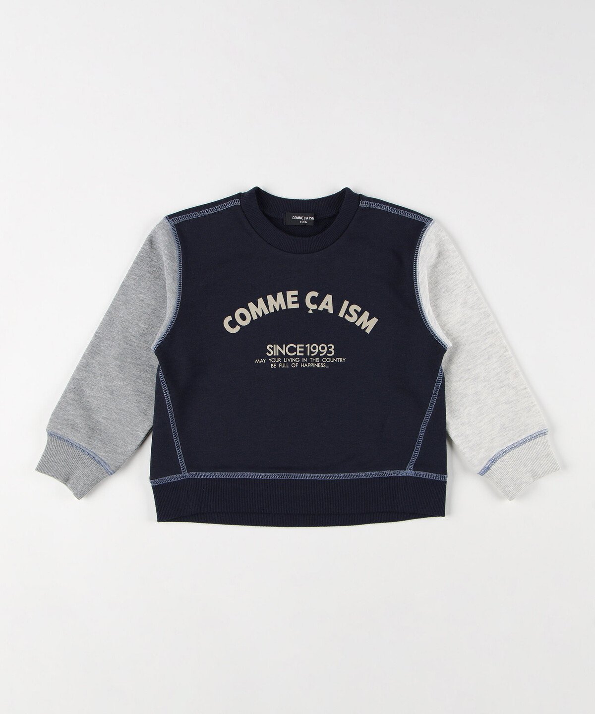 【コムサイズム/COMME CA ISM / KIDS】の3本針ステッチ ベーシックロゴトレーナー インテリア・キッズ・メンズ・レディースファッション・服の通販 founy(ファニー) 　ファッション　Fashion　キッズファッション　KIDS　シンプル　Simple　トレーナー　Trainer　プリント　Print　ベビー　Baby　ベーシック　Basic　吸水　Water Absorption　無地　Plain Color　長袖　Long Sleeve　ネイビー|ID: prp329100004243567 ipo3291000000029498107