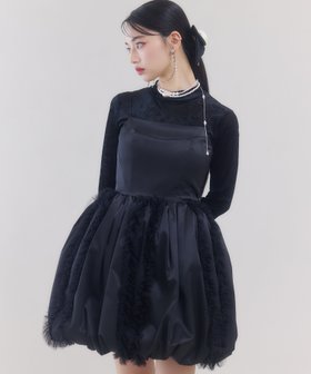 【エイミーイストワール/eimy istoire】のフリルパフミニドレス 人気、トレンドファッション・服の通販 founy(ファニー) ファッション Fashion レディースファッション WOMEN ワンピース Dress ドレス Party Dresses おすすめ Recommend カッティング Cutting サテン Satin ドレス Dress バルーン Balloon ミュール Mule |ID:prp329100004243892