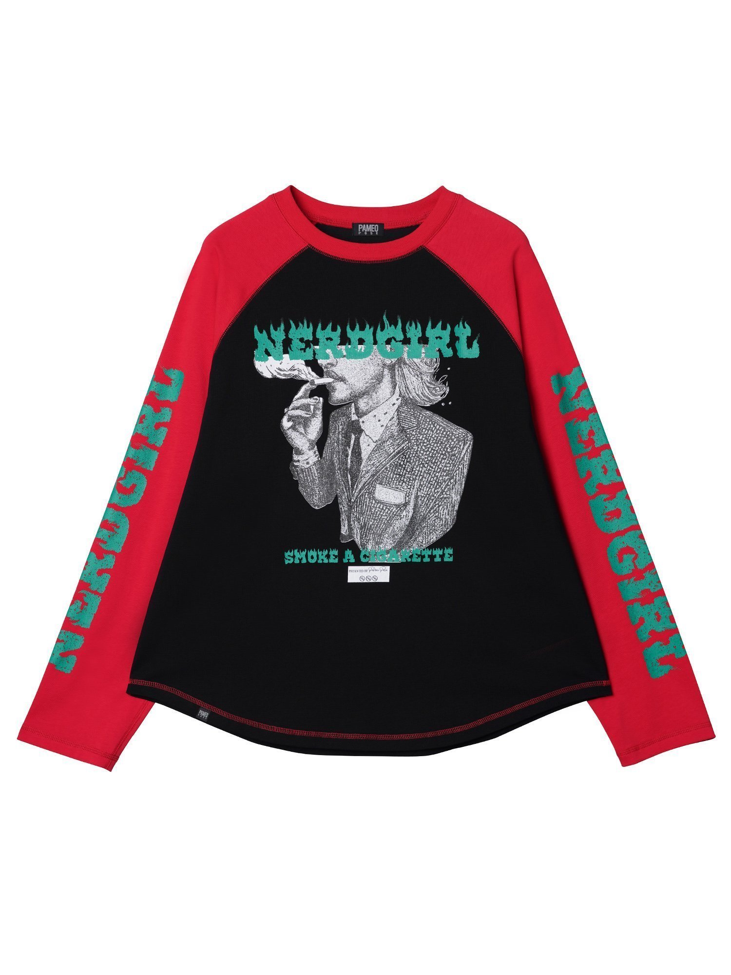 【パメオ ポーズ/PAMEO POSE】のNerd Girl Tour Raglan Long Sleeve Tee インテリア・キッズ・メンズ・レディースファッション・服の通販 founy(ファニー) 　ファッション　Fashion　レディースファッション　WOMEN　トップス・カットソー　Tops/Tshirt　グラフィック　Graphic　人気　Popularity　今季　This Season　再入荷　Restock/Back In Stock/Re Arrival　ブラック|ID: prp329100004244990 ipo3291000000029452237