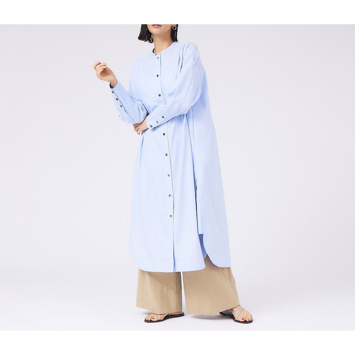 【カリテ/qualite】のハイカウントロングシャツワンピース 人気、トレンドファッション・服の通販 founy(ファニー) 　ファッション　Fashion　レディースファッション　WOMEN　ワンピース　Dress　シャツワンピース　Shirt Dresses　オイル　Oil　ストライプ　Stripe　スリット　Slit　ベスト　Vest　ワイド　Wide　 other-1|ID: prp329100004245352 ipo3291000000029454338