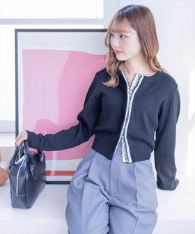 【クリア/clear】のロゴテープダブルジップニットトップス 人気、トレンドファッション・服の通販 founy(ファニー) ファッション Fashion レディースファッション WOMEN トップス・カットソー Tops/Tshirt ニット Knit Tops おすすめ Recommend デニム Denim トレンド Trend |ID:prp329100004246035