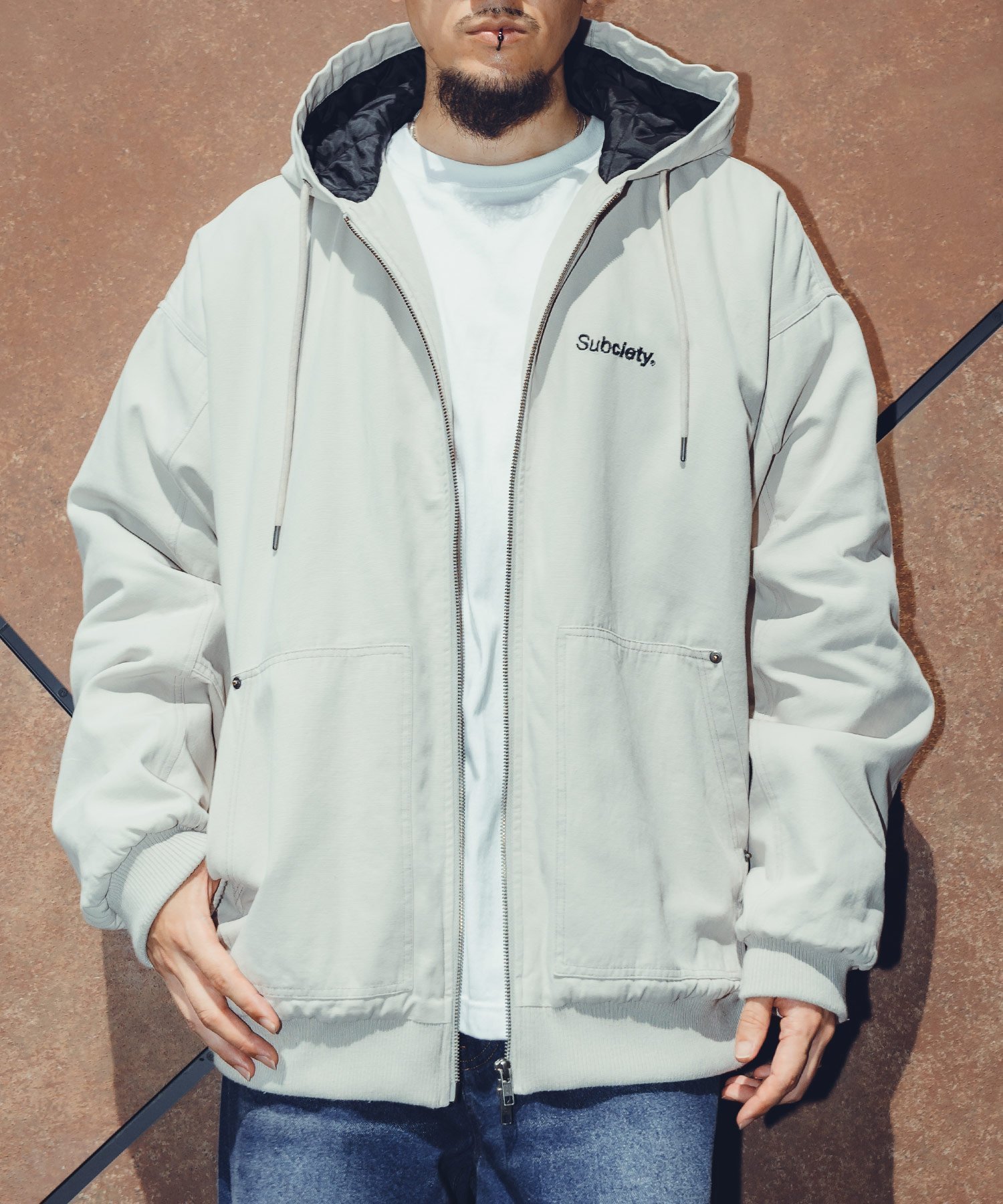 【サブサエティ/Subciety / MEN】のPADDED ZIP JKT インテリア・キッズ・メンズ・レディースファッション・服の通販 founy(ファニー) 　ファッション　Fashion　メンズファッション　MEN　ウォッシュ　Wash　キルティング　Quilting　セットアップ　Set Up　デニム　Denim　フロント　Front　ブルゾン　Blouson　ポケット　Pocket　リラックス　Relax　ワーク　Work　再入荷　Restock/Back In Stock/Re Arrival　GRAY|ID: prp329100004246050 ipo3291000000029527540