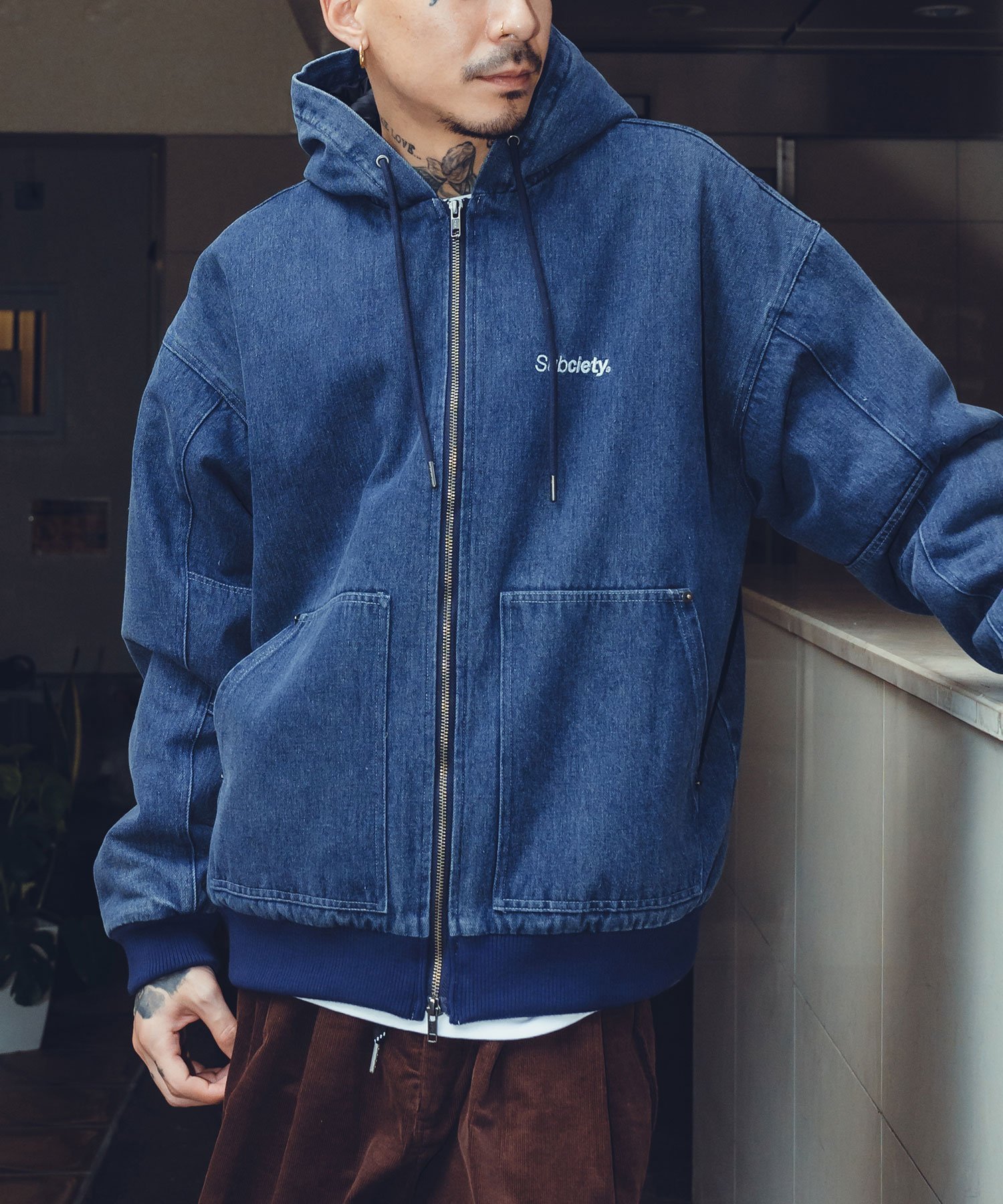 【サブサエティ/Subciety / MEN】のPADDED ZIP JKT インテリア・キッズ・メンズ・レディースファッション・服の通販 founy(ファニー) 　ファッション　Fashion　メンズファッション　MEN　ウォッシュ　Wash　キルティング　Quilting　セットアップ　Set Up　デニム　Denim　フロント　Front　ブルゾン　Blouson　ポケット　Pocket　リラックス　Relax　ワーク　Work　再入荷　Restock/Back In Stock/Re Arrival　INDIGO|ID: prp329100004246050 ipo3291000000029527545