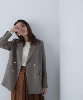 【ナチュラル ビューティー ベーシック/NATURAL BEAUTY BASIC】のダブルブレストボクシージャケット 人気、トレンドファッション・服の通販 founy(ファニー) ファッション Fashion レディースファッション WOMEN アウター Coat Outerwear ジャケット Jackets ジャケット Jacket ストライプ Stripe ダブル Double ツィード Tweed ツイード Tweed トレンド Trend フロント Front 人気 Popularity 冬 Winter 定番 Standard 無地 Plain Color |ID:prp329100004246570