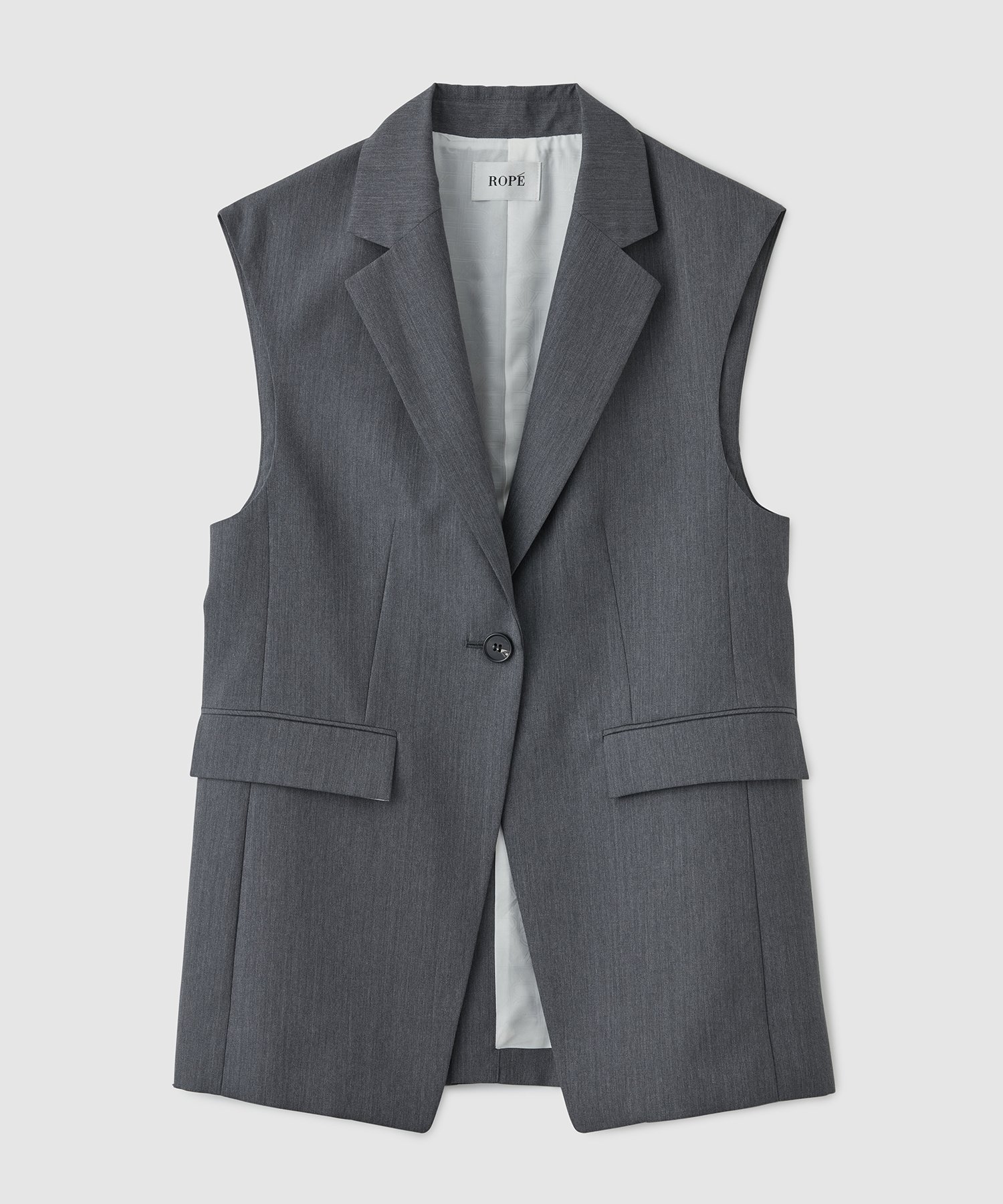 【ロペ/ROPE'】のウールモヘヤ OVER GILET /セットアップ対応 インテリア・キッズ・メンズ・レディースファッション・服の通販 founy(ファニー) 　雑誌掲載アイテム　Magazine Items　ファッション雑誌　Fashion Magazines　オッジ　Oggi　ファッション　Fashion　レディースファッション　WOMEN　アウター　Coat Outerwear　トップス・カットソー　Tops/Tshirt　ベスト/ジレ　Gilets/Vests　11月号　November Issue　おすすめ　Recommend　なめらか　Smooth　シェイプ　Shape　ショート　Short　シルク　Silk　ジャケット　Jacket　セットアップ　Set Up　チェック　Check　ハイネック　High Neck　フォルム　Form　ボトム　Bottom　ポケット　Pocket　モダン　Modern　モヘヤ　Mohair　夏　Summer　雑誌　Magazine　グレー(07)|ID: prp329100004246672 ipo3291000000029464861