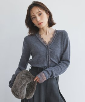 【アニュアンス/anuans】のアイラッシュレーストリミングニット 人気、トレンドファッション・服の通販 founy(ファニー) ファッション Fashion レディースファッション WOMEN トップス・カットソー Tops/Tshirt ニット Knit Tops カーディガン Cardigan デコルテ Decolletage レース Race エレガント 上品 Elegant |ID:prp329100004247500