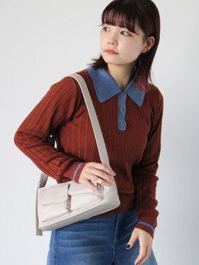 【エヘカソポ/ehka sopo】の配色ポロニット 人気、トレンドファッション・服の通販 founy(ファニー) ファッション Fashion レディースファッション WOMEN トップス・カットソー Tops/Tshirt ニット Knit Tops ランダム Random |ID:prp329100004247520