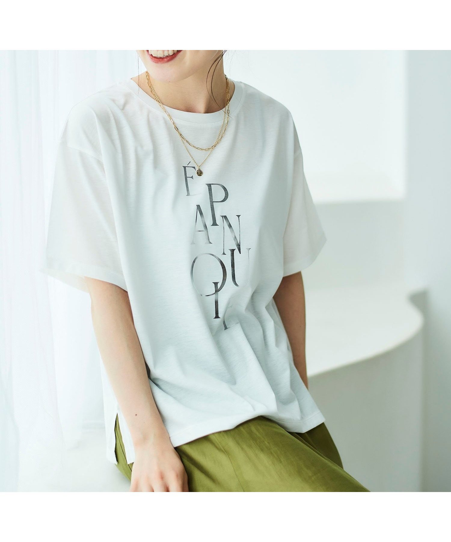 【ルクールブラン/le.coeur blanc】の《手洗い可能》EPANOUIEロゴTシャツ インテリア・キッズ・メンズ・レディースファッション・服の通販 founy(ファニー) 　ファッション　Fashion　レディースファッション　WOMEN　トップス・カットソー　Tops/Tshirt　シャツ/ブラウス　Shirts/Blouses　ロング / Tシャツ　T-Shirts　おすすめ　Recommend　とろみ　Thickness　ウェーブ　Wave　サロペット　Overalls　ジャケット　Jacket　バランス　Balance　プリント　Print　レース　Race　アイボリー|ID: prp329100004247603 ipo3291000000029474783