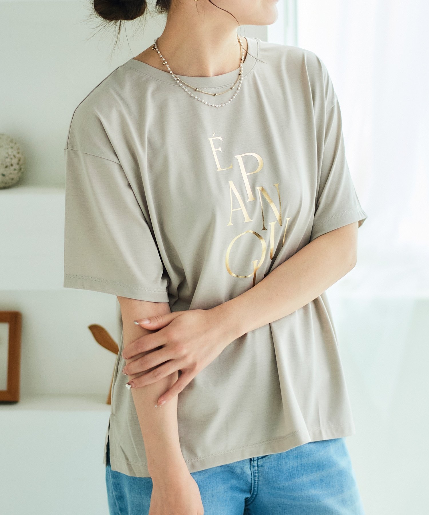 【ルクールブラン/le.coeur blanc】の《手洗い可能》EPANOUIEロゴTシャツ インテリア・キッズ・メンズ・レディースファッション・服の通販 founy(ファニー) 　ファッション　Fashion　レディースファッション　WOMEN　トップス・カットソー　Tops/Tshirt　シャツ/ブラウス　Shirts/Blouses　ロング / Tシャツ　T-Shirts　おすすめ　Recommend　とろみ　Thickness　ウェーブ　Wave　サロペット　Overalls　ジャケット　Jacket　バランス　Balance　プリント　Print　レース　Race　L/ベージュ|ID: prp329100004247603 ipo3291000000029474784