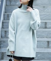 【フリーズマート/FREE'S MART】のブークレハイネックチュニックニット 人気、トレンドファッション・服の通販 founy(ファニー) ファッション Fashion レディースファッション WOMEN トップス・カットソー Tops/Tshirt ニット Knit Tops スリット Slit ボトム Bottom ロング Long |ID:prp329100004247681