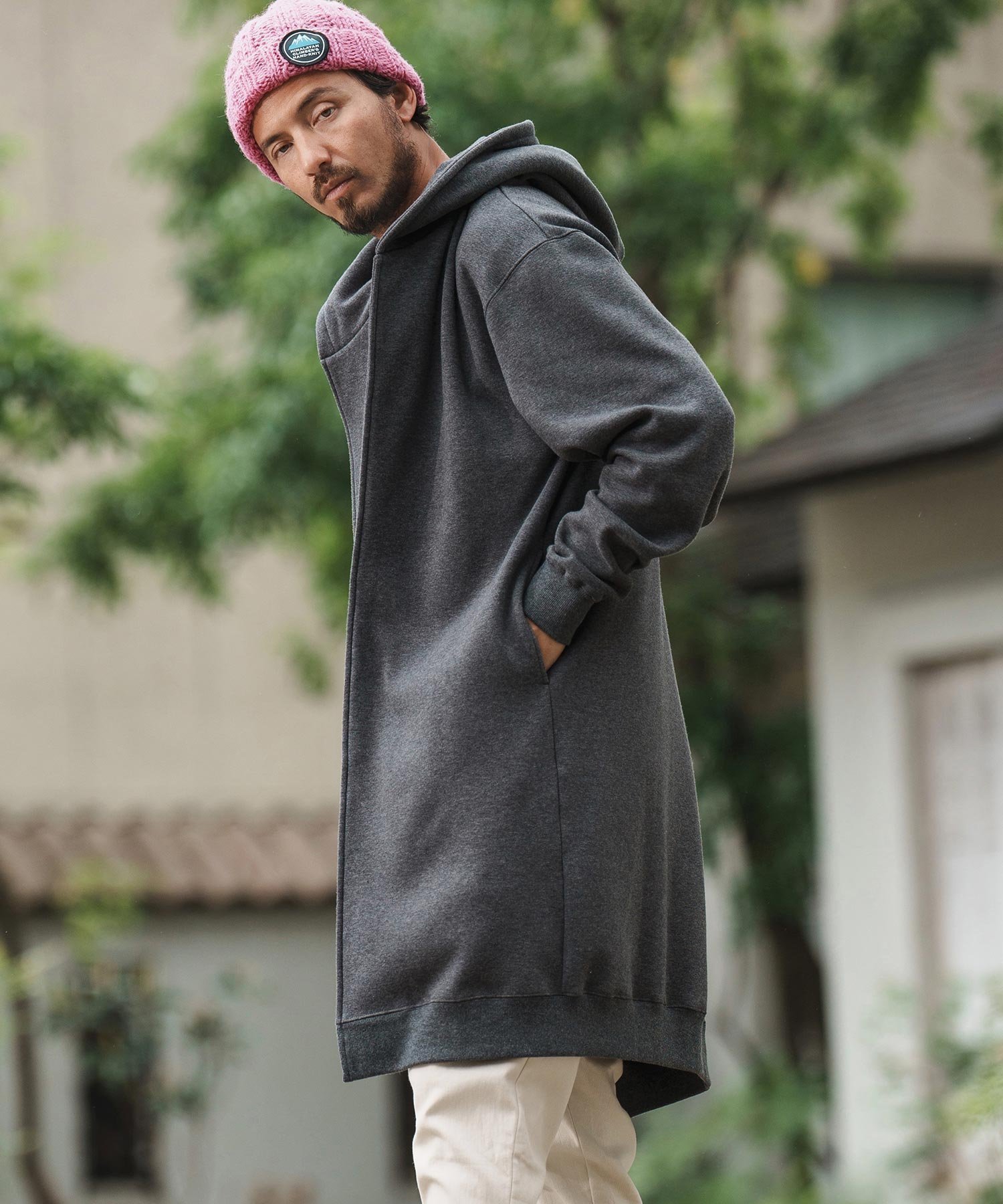 【その他のブランド/Other】のmj10046-Back Shaggy Cardboard Knit Buttonless Hooded Coat コート インテリア・キッズ・メンズ・レディースファッション・服の通販 founy(ファニー) 　ファッション　Fashion　メンズファッション　MEN　アウター　Coats Outerwear/Men　インナー　Inner　フロント　Front　リラックス　Relax　ロング　Long　M.CHARCOAL|ID: prp329100004247710 ipo3291000000029475903