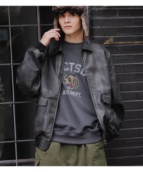 【ニコアンド/niko and / MEN】のフェイクレザーフライトブルゾン 人気、トレンドファッション・服の通販 founy(ファニー) ファッション Fashion メンズファッション MEN おすすめ Recommend ウォッシュ Wash ジャケット Jacket スウェット Sweat トレンド Trend パーカー Hoodie ブルゾン Blouson ミリタリー Military ヴィンテージ Vintage |ID:prp329100004248262