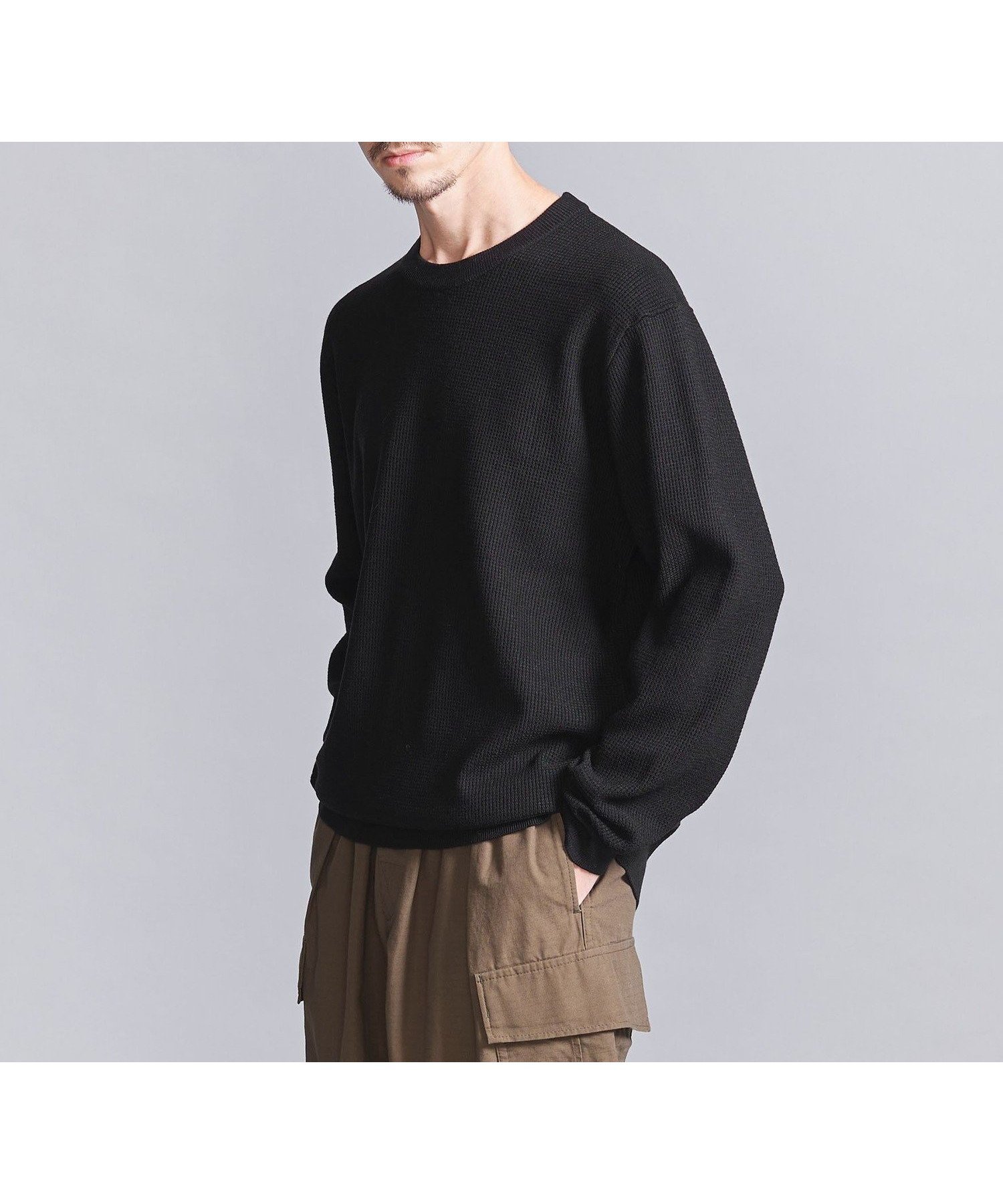 【ビューティ&ユース ユナイテッドアローズ/BEAUTY&YOUTH / UNITED ARROWS / MEN】のウールブレンド クルーネック -ウォッシャブル- インテリア・キッズ・メンズ・レディースファッション・服の通販 founy(ファニー) 　ファッション　Fashion　メンズファッション　MEN　おすすめ　Recommend　アクリル　Acrylic　ウォッシャブル　Washable　シンプル　Simple　ジャケット　Jacket　ダウン　Down　レギュラー　Regular　BLACK|ID: prp329100004248569 ipo3291000000029483006