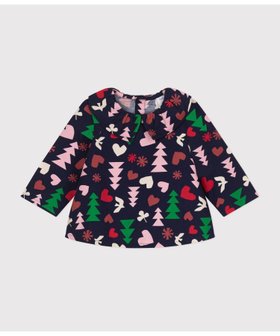 【プチバトー/PETIT BATEAU / KIDS】のサージ織り長袖ブラウス 人気、トレンドファッション・服の通販 founy(ファニー) ファッション Fashion キッズファッション KIDS おすすめ Recommend なめらか Smooth フリル Frills ホリデーシーズン Holiday モチーフ Motif 長袖 Long Sleeve |ID:prp329100004248850