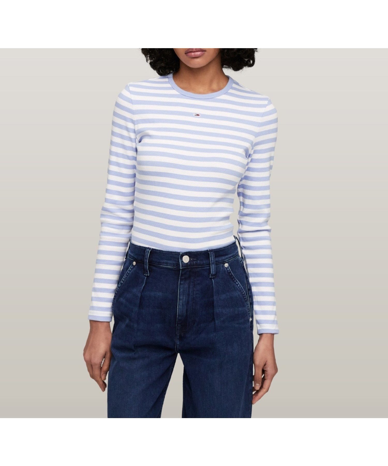 【トミーヒルフィガー/TOMMY HILFIGER】のTJW ESSENTIAL RIB STRIPE TOP L インテリア・キッズ・メンズ・レディースファッション・服の通販 founy(ファニー) 　ファッション　Fashion　レディースファッション　WOMEN　ライトブルーC3S|ID: prp329100004248911 ipo3291000000029542855