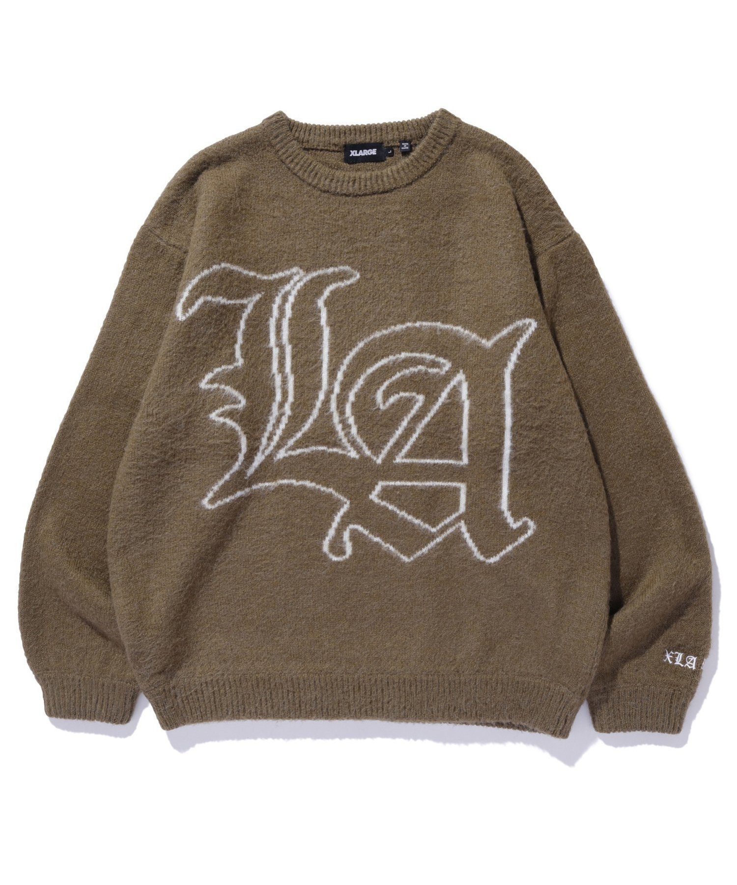 【エクストララージ/XLARGE / MEN】のOLD ENGLISH MOHAIR CREWNECK KNIT インテリア・キッズ・メンズ・レディースファッション・服の通販 founy(ファニー) 　ファッション　Fashion　メンズファッション　MEN　グラフィック　Graphic　フロント　Front　モヘア　Mohair　OLIVE|ID: prp329100004249832 ipo3291000000029493811