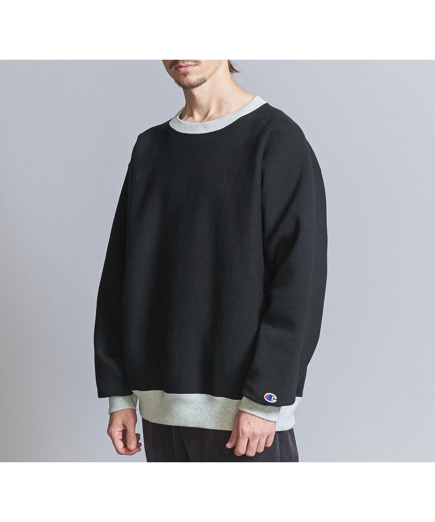 【ビューティ&ユース ユナイテッドアローズ/BEAUTY&YOUTH / UNITED ARROWS / MEN】の【別注】 CHAMPION ツートーン クルーネック スウェット インテリア・キッズ・メンズ・レディースファッション・服の通販 founy(ファニー) 　ファッション　Fashion　メンズファッション　MEN　スウェット　Sweat　トレンド　Trend　ニューヨーク　New York　ミリタリー　Military　別注　Special Order　BLACK|ID: prp329100004249846 ipo3291000000029493903