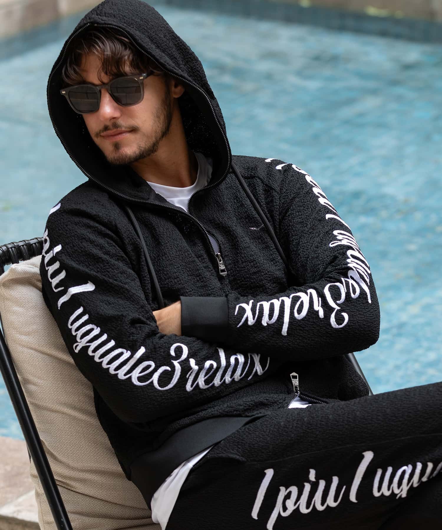 【シフォン/SHIFFON / MEN】の1PIU1UGUALE3 RELAX/USK-24019 クレープニットロゴジップパーカー 人気、トレンドファッション・服の通販 founy(ファニー) 　ファッション　Fashion　メンズファッション　MEN　ショーツ　Shorts　スマート　Smart　セットアップ　Set Up　人気　Popularity　リラックス　Relax　夏　Summer　 other-1|ID: prp329100004249901 ipo3291000000029494391