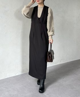 【ゼヴォン/Thevon】のUネックタックナロージャンスカ 人気、トレンドファッション・服の通販 founy(ファニー) ファッション Fashion レディースファッション WOMEN 2024年 2024 2024-2025秋冬・A/W Aw/Autumn/Winter/Fw/Fall/2024-2025 おすすめ Recommend インナー Inner スリット Slit タートルネック Turtleneck ダブル Double ミックス Mix |ID:prp329100004252435