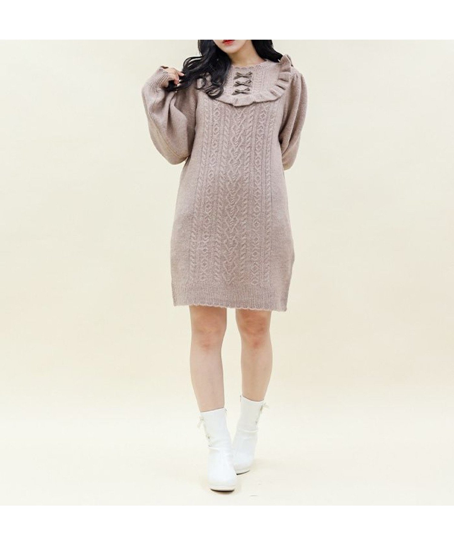 【アクシーズファム/axes femme】のブロッキングフリルニットワンピース 人気、トレンドファッション・服の通販 founy(ファニー) 　ファッション　Fashion　レディースファッション　WOMEN　ワンピース　Dress　ニットワンピース　Knit Dresses　おすすめ　Recommend　ブロッキング　Blocking　リボン　Ribbon　冬　Winter　 other-1|ID: prp329100004252480 ipo3291000000029517238