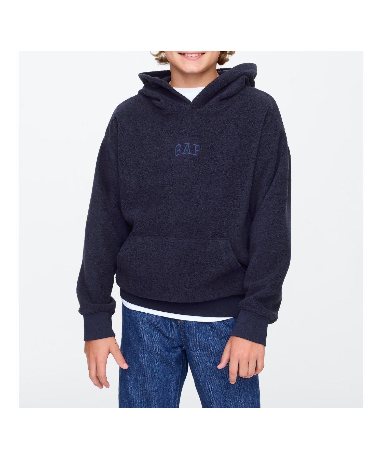 【ギャップ/GAP / KIDS】のリラックス ミニGAPロゴ ポーラフリースパーカー (キッズ) インテリア・キッズ・メンズ・レディースファッション・服の通販 founy(ファニー) 　ファッション　Fashion　キッズファッション　KIDS　おすすめ　Recommend　ショルダー　Shoulder　ストレート　Straight　ドロップ　Drop　フィット　Fit　フロント　Front　ポケット　Pocket　リラックス　Relax　長袖　Long Sleeve　NAVY_UNIFORM|ID: prp329100004253014 ipo3291000000029522618